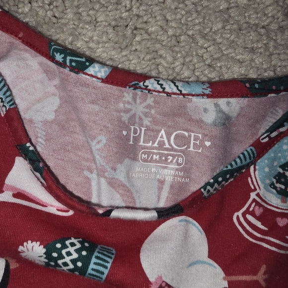 The Children's Place Red Christmas Long Sleeve Skater Dress Size M (7-8) NWOT - Picture 3 of 3